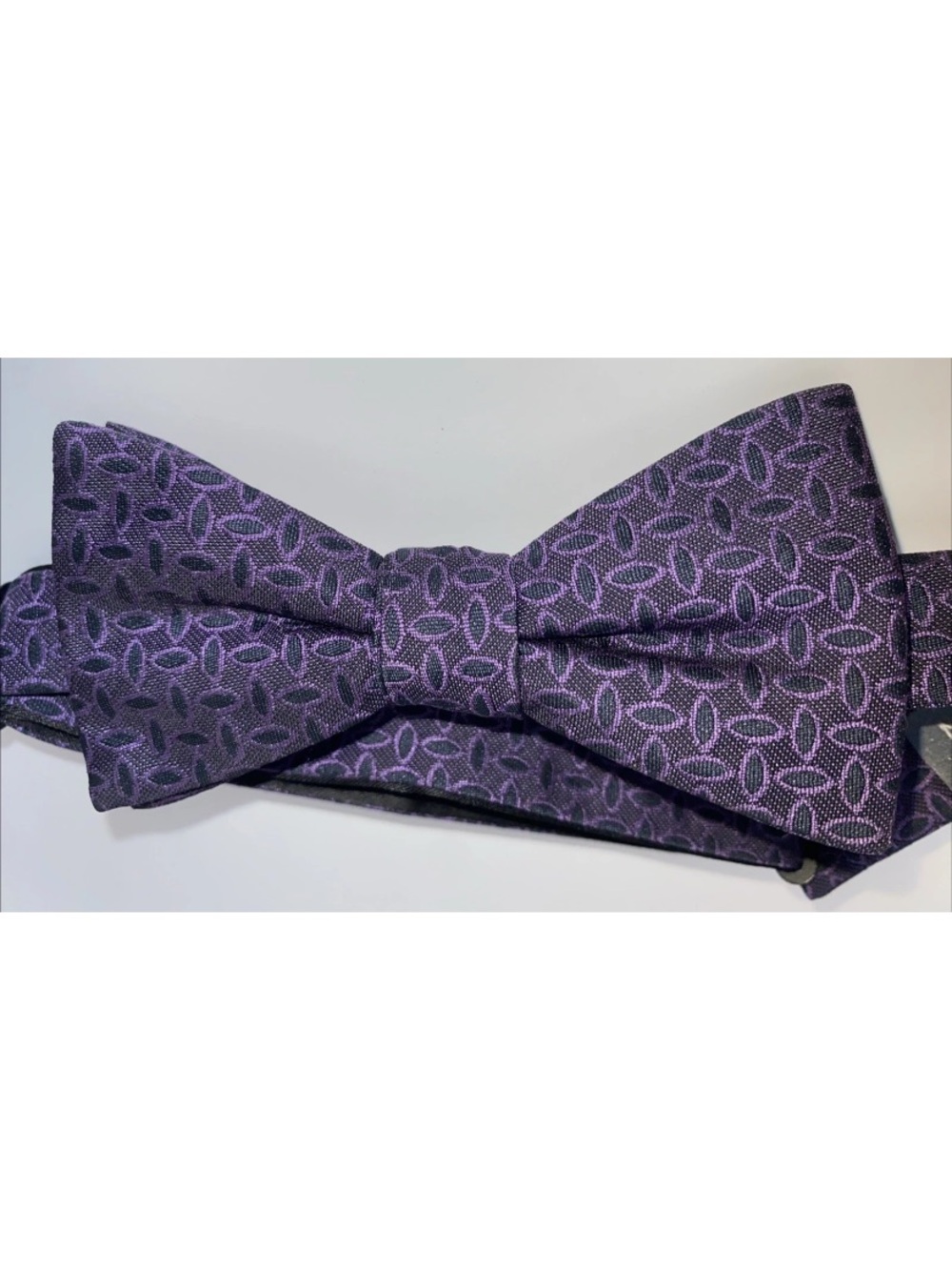 Mens MADISON Purple Black Ovals Bow Tie-Pretied-Adjustable